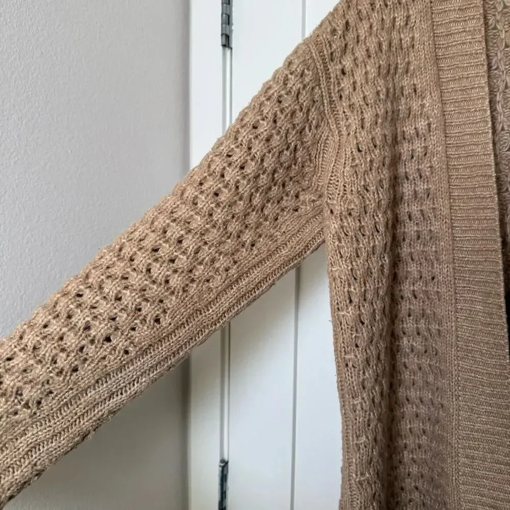Everlane Open Long Cardigan Sweater Sz XS Camel Oversized Wool Alpaca Blend